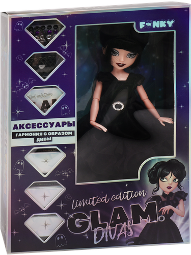Кукла FUNKY TOYS Glam Divas Вэнди с аксессуарами, платье в горошек, 25см, Арт. FT00008, фото