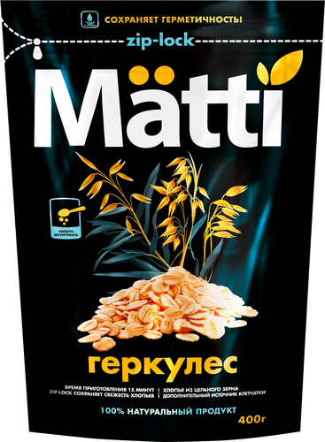 Хлопья овсяные MATTI Геркулес, 400г, детальное фото