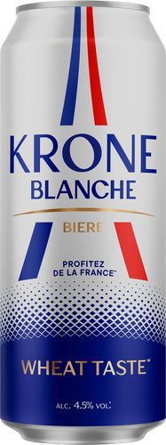 Напиток пивной KRONE BLANCHE BIERE пастеризованный 4,5%, 0.45л, фото
