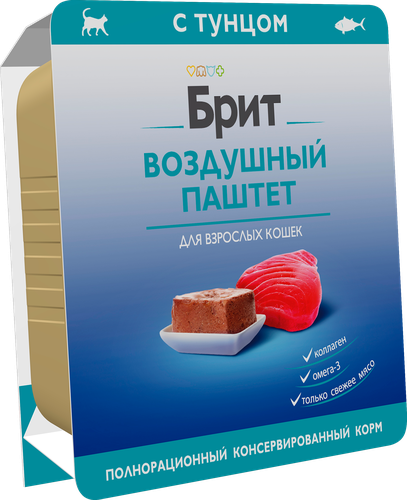 Корм консервированный для кошек BRIT PREMIUM Тунец, воздушный паштет, 100г, картинка