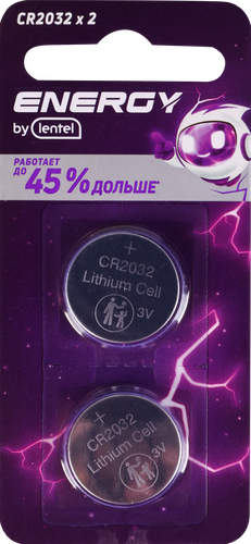 Элемент питания ENERGY BY LENTEL CR2032-2B, 2шт, фотография