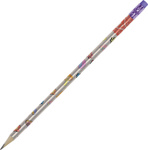 Карандаш LOREX Wood free hippie, НВ, заточенный трехгранный, с ластиком, Арт. LXLPWF-HE1, фото