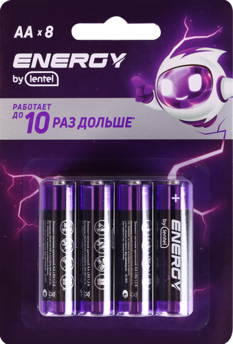 Элемент питания ENERGY BY LENTEL AA LR6-8B, 8шт, фотография