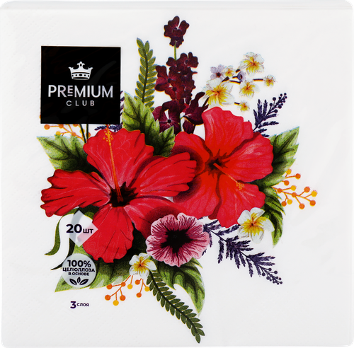Салфетки бумажные PREMIUM CLUB Настроение 3-слоя, 33х33см, 20шт, картинка