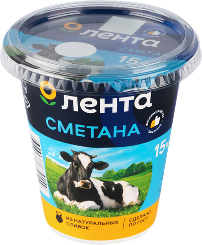 Сметана ЛЕНТА 15%, без змж, 300г, фотография