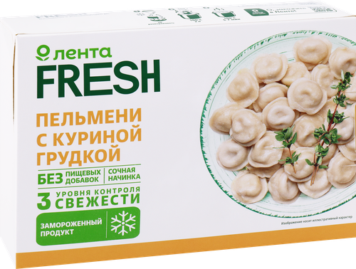 Пельмени с куриной грудкой ЛЕНТА FRESH, 500г, крупный план
