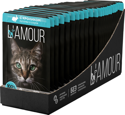 Корм консервированный для кошек L’AMOUR с кроликом в соусе, 75г, изображение
