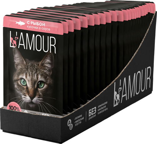 Корм консервированный для кошек L’AMOUR с рыбой в соусе, 75г, фотография