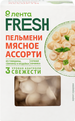 Пельмени Мясное ассорти ЛЕНТА FRESH, 500г, картинка