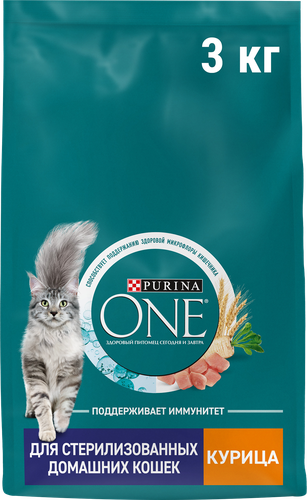 Корм сухой для кошек PURINA ONE Курица, для стерилизованных, 3кг, детальное фото