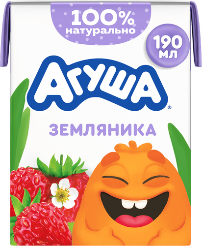 Молочный коктейль детский АГУША Земляника 2%, без змж, 190мл, крупный план