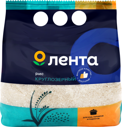 Рис круглозерный ЛЕНТА 1-й сорт, 2кг, крупный план