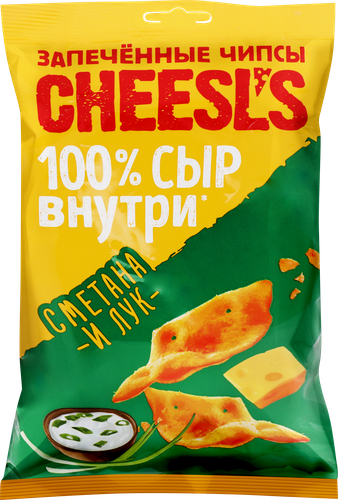 Чипсы пшенично-картофельные CHEESL`S с сыром, со вкусом сметаны и лука, запеченные, 100г, вид