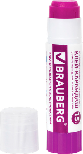 Клей-карандаш BRAUBERG обесцвечивающийся после высыхания, Арт. 220874, 15г, фотография
