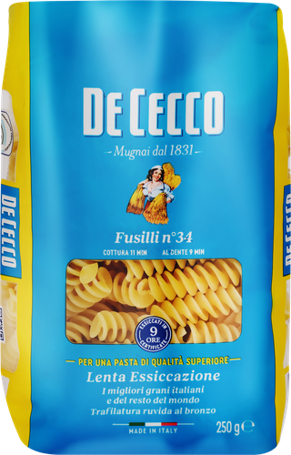 Макароны DE CECCO Фузилли №34, 250г, крупный план