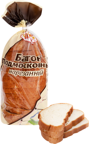 Батон НИЖЕГОРОДСКИЙ ХЛЕБ Подмосковный, высший сорт, в нарезке, 400г, крупный план