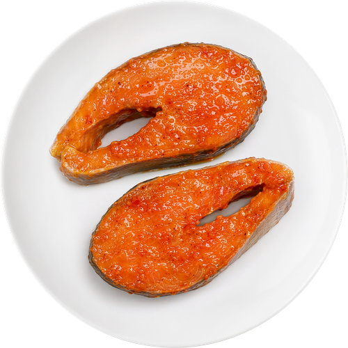 Кета в маринаде Тайский чили, стейк ЛЕНТА FRESH, весовая, крупный план