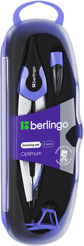 Готовальня BERLINGO Optimum, 3 предмета, циркуль 13,5см, пластиковый футляр, изображение
