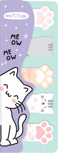 Флажки-закладки MESHU Meow paw и самоклеящиеся блоки в наборе, 20 листов, вид