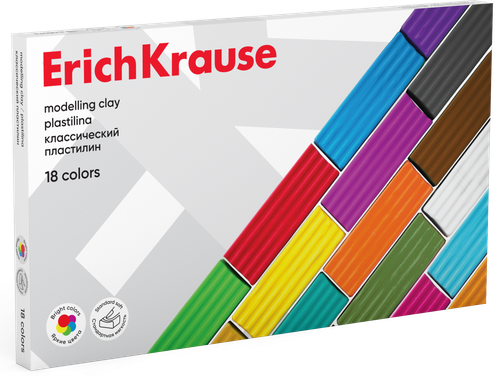 Пластилин ERICHKRAUSE классический, 18 цветов, Арт. 61318, 288г, изображение