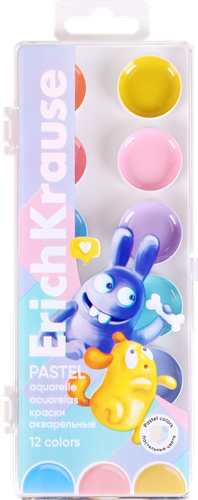 Акварель ERICHKRAUSE Jolly friends Pastel, 12 цветов, Арт. 61370, вид