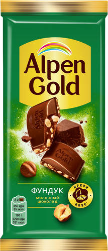 Шоколад ALPEN GOLD с фундуком, 80г, вид