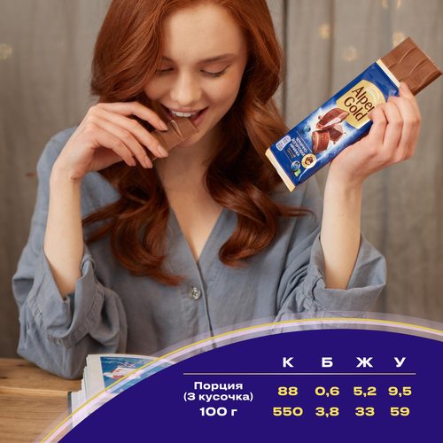 Шоколад молочный ALPEN GOLD с чернично-йогуртовой начинкой, 80г, изображение