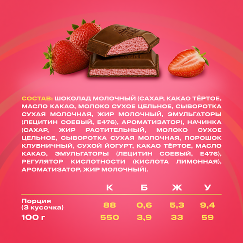 Шоколад молочный ALPEN GOLD с клубнично-йогуртовой начинкой, 80г, фото