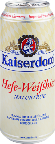 Пиво светлое KAISERDOM Хефе-Вайсбир нефильтрованное пастеризованное 4,7%, 0.5л, изображение