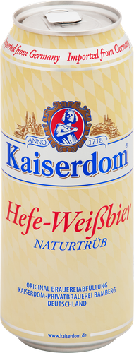 Пиво светлое KAISERDOM Хефе-Вайсбир нефильтрованное пастеризованное 4,7%, 0.5л, детальное фото