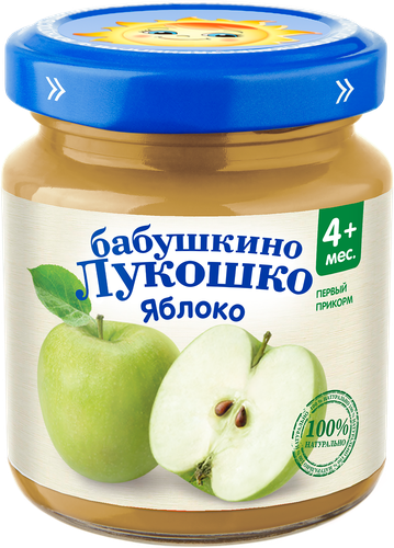 Пюре фруктовое БАБУШКИНО ЛУКОШКО Яблоко без сахара, с 4 месяцев, 100г, детальное фото