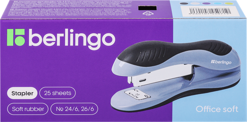Степлер BERLINGO Office soft №24/6, 26/6 до 25 листов, в ассортименте, Арт. 103965, фото