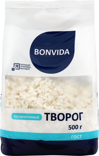 Творог BONVIDA обезжиренный, без змж, 500г, фото