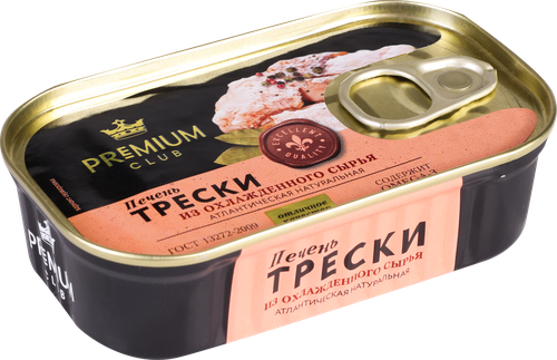 Печень трески Атлантической PREMIUM CLUB натуральная, 115г, фотография