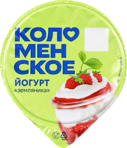 Йогурт термостатный КОЛОМЕНСКОЕ Земляника 3%, без змж, 130г, фото
