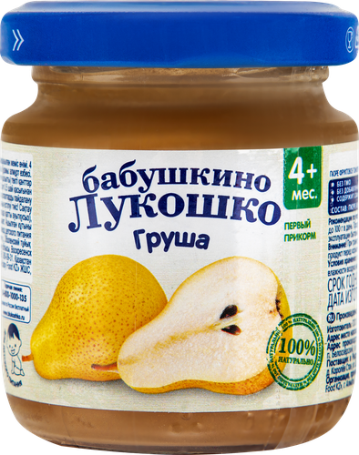 Пюре фруктовое БАБУШКИНО ЛУКОШКО Груша без сахара, с 4 месяцев, 100г, изображение