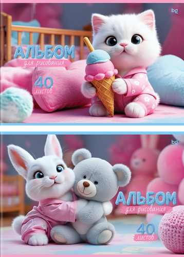 Альбом для рисования BG Funny friends эконом, 40 листов, А4, на скрепке, детальное фото