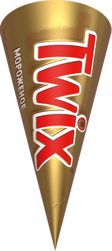 Мороженое TWIX Двухслойное, молочное со вкусом карамели и молочное с какао-порошком, с карамелью, рисовыми шариками в молочном шоколаде 5%, без змж, вафельный рожок, 68г, детальное фото