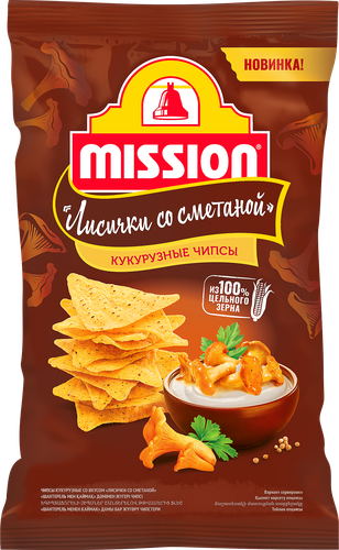 Чипсы кукурузные MISSION со вкусом лисичек со сметаной, 150г, фото