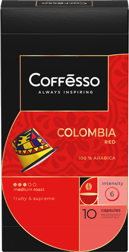 Кофе в капсулах COFFESSO Colombia Red, 10кап, крупный план