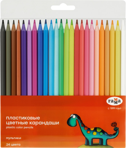 Карандаши цветные ГАММА Мультики, 24 цвета, заточенные, пластиковые, вид