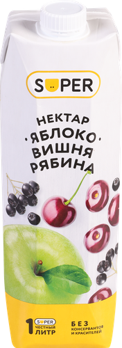 Нектар SUPER Яблоко, вишня, рябина, 1л, детальное фото