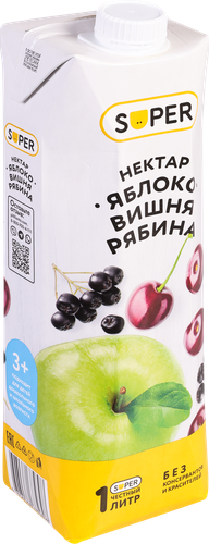 Нектар SUPER Яблоко, вишня, рябина, 1л, фото