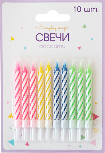 Свечи праздничные ПАКЕТИКО Happy Birthday разноцветные, 6,5см, вид