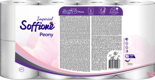 Туалетная бумага SOFFIONE Imperial Peony 4-слоя с ароматом пионов, 8шт, фото