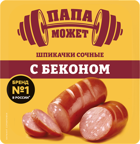 Шпикачки ПАПА МОЖЕТ Сочные с беконом, 300г, детальное фото