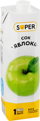 Сок SUPER Яблоко, 1л, вид
