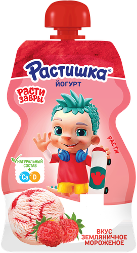 Йогурт питьевой РАСТИШКА Земляничное мороженое 2,6%, без змж, 70г, картинка