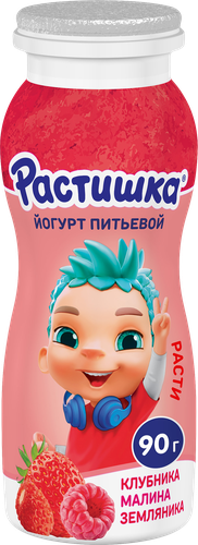 Йогурт питьевой РАСТИШКА Клубника, малина, земляника 1,6%, без змж, 90г, фото