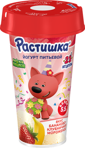 Йогурт питьевой РАСТИШКА Бананово-клубничное мороженое 2,8%, без змж, 190г, детальное фото